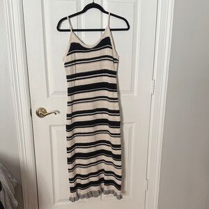 Striped Black and Cream Knit Dress freshman 1996 medium